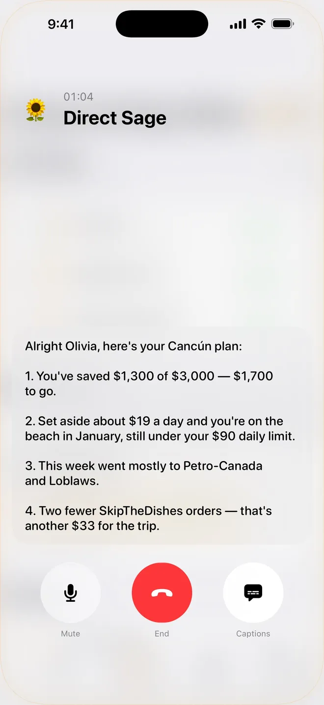 Dibba Voice AI call planning a savings goal
