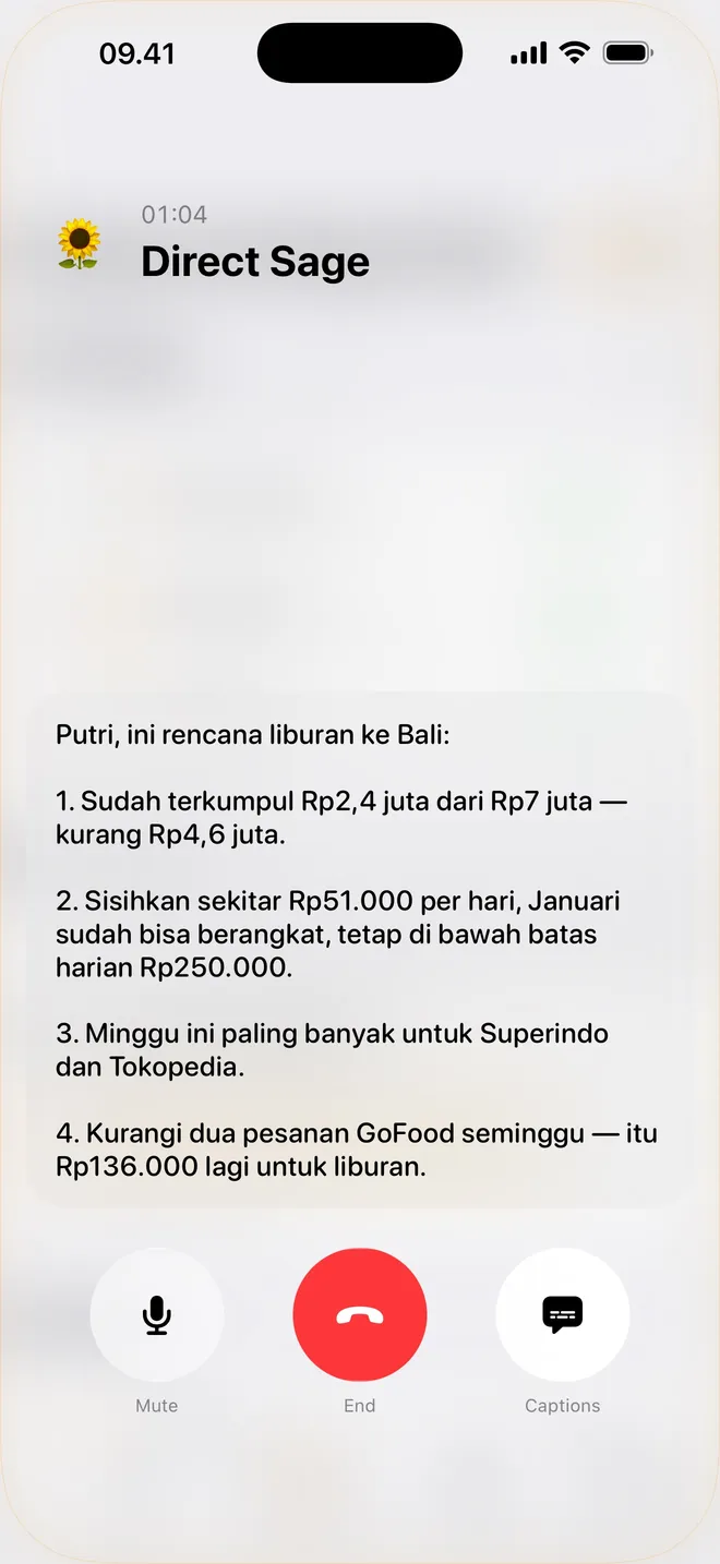 Dibba Voice AI call planning a savings goal