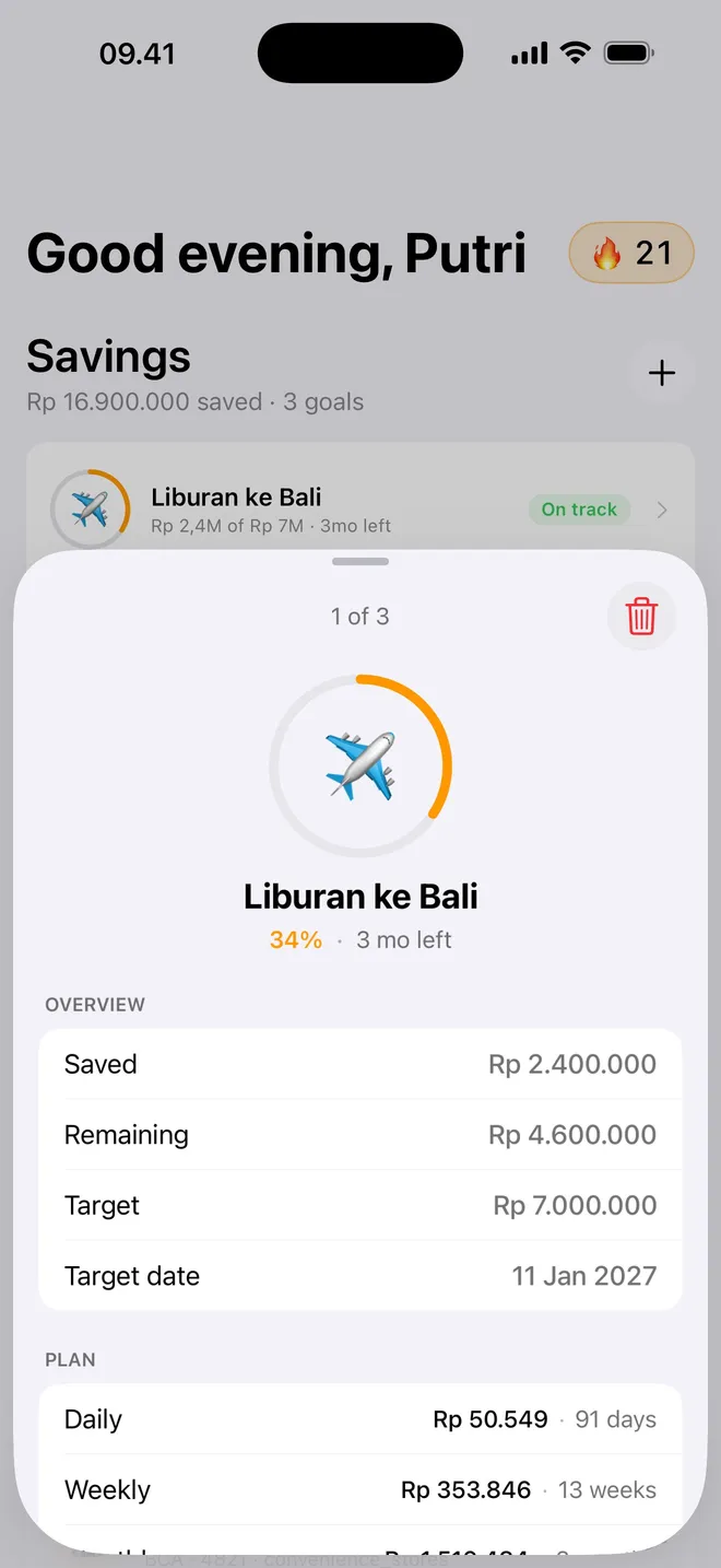 Dibba goal detail screen