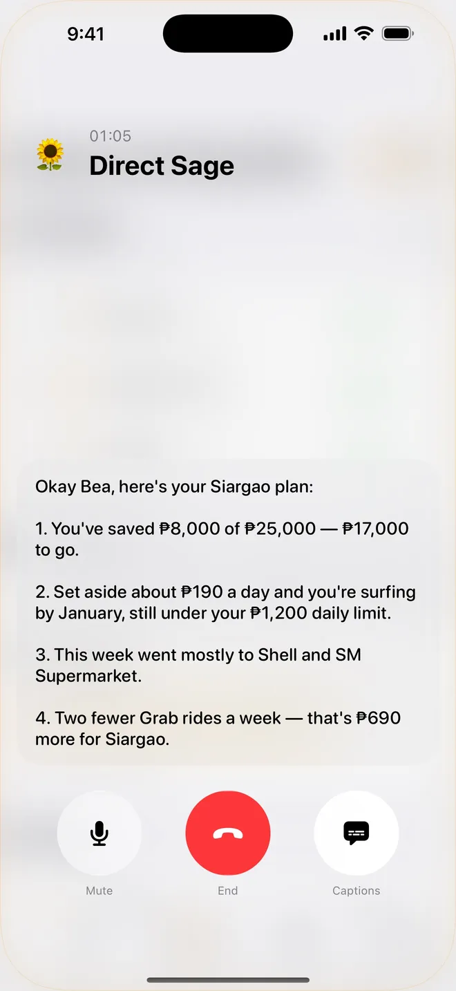 Dibba Voice AI call planning a savings goal